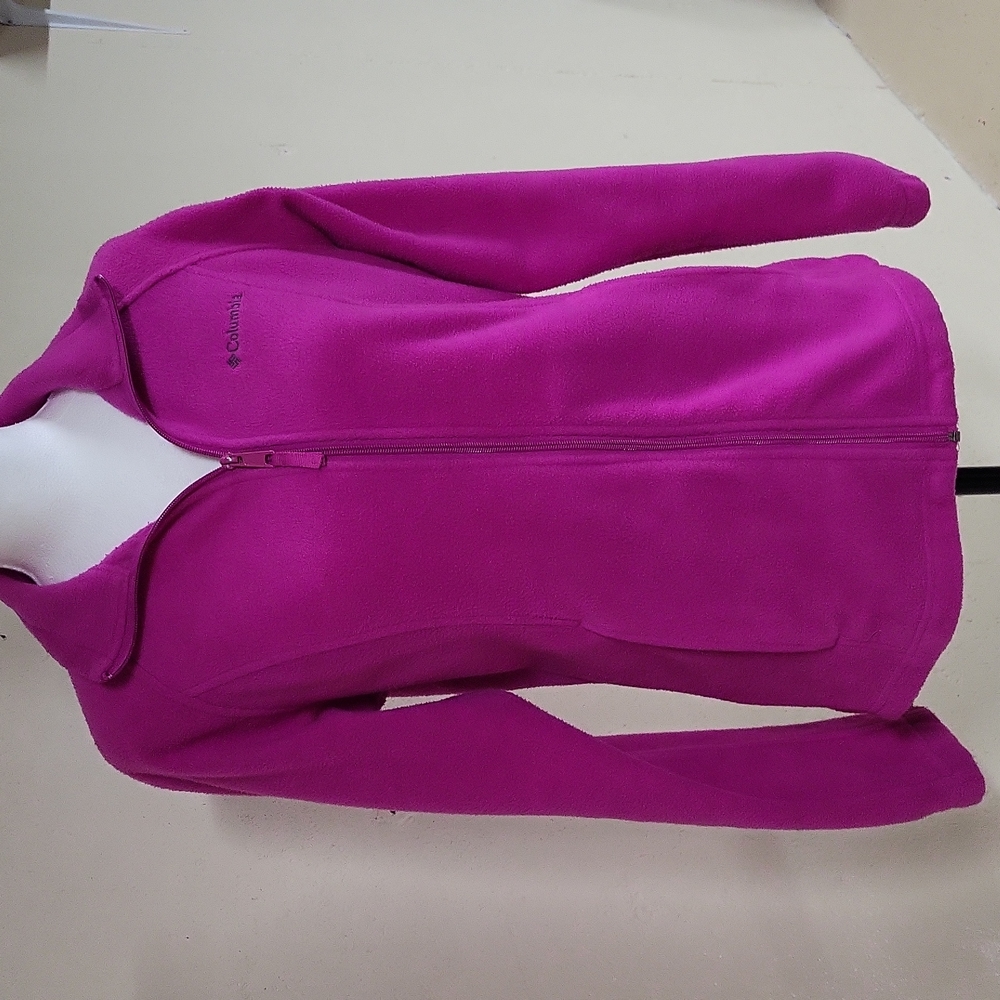 Columbia hot pink zip-up fleece, medium